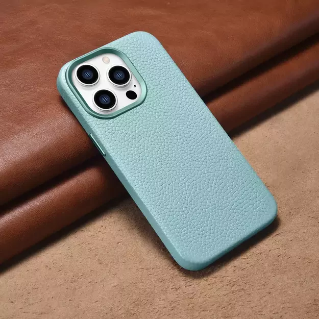 iCarer Litchi Premium Leather Case iPhone 14 Pro Magnetic Leather Case with MagSafe Green (WMI14220710-GN) 36
