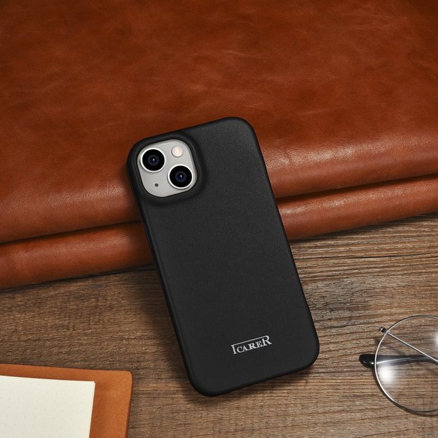 iCarer CE Premium Leather Folio Case iPhone 14 Plus Magnetic Flip Leather Folio Case MagSafe black (WMI14220715-BK) 42