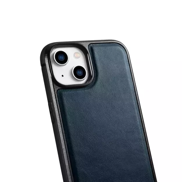 iCarer Leather Oil Wax case covered with natural leather for iPhone 14 blue (WMI14220717-BU) 23