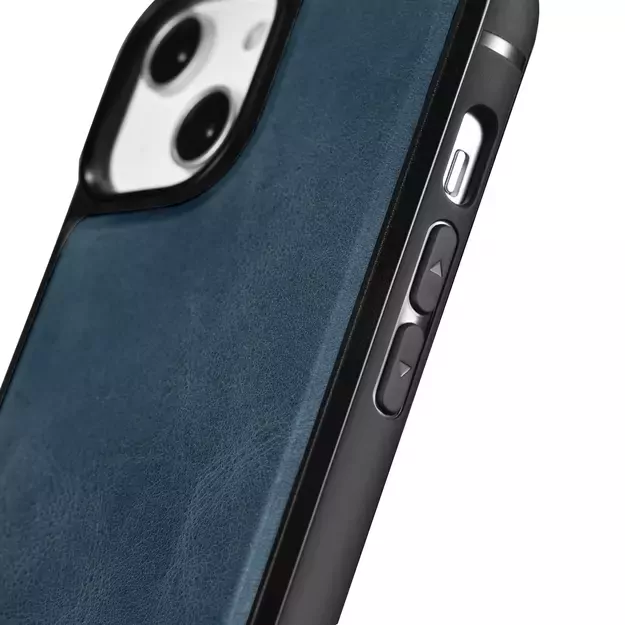 iCarer Leather Oil Wax case covered with natural leather for iPhone 14 blue (WMI14220717-BU) 17