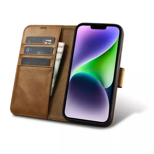 iCarer Oil Wax Wallet Case 2in1 Cover iPhone 14 Plus Anti-RFID Leather Flip Case Brown (WMI14220723-TN) 9