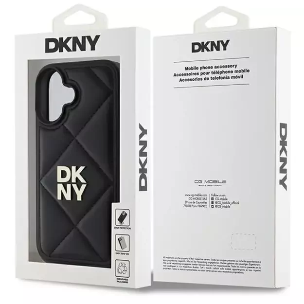 DKNY Quilted Stack Logo iPhone 16 Case - Black 7