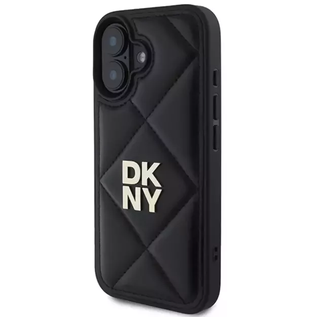 DKNY Quilted Stack Logo iPhone 16 Case - Black 1