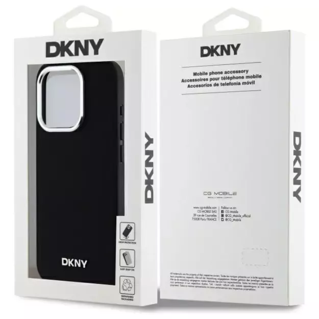 DKNY Plain Logo MagSafe iPhone 15 Pro Case - Black 8