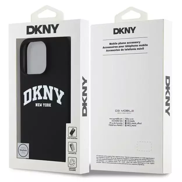 DKNY Silicone White Printed Logo MagSafe iPhone 16 Pro Case - Black 14