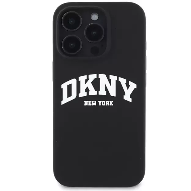 DKNY Silicone White Printed Logo MagSafe iPhone 16 Pro Case - Black 9