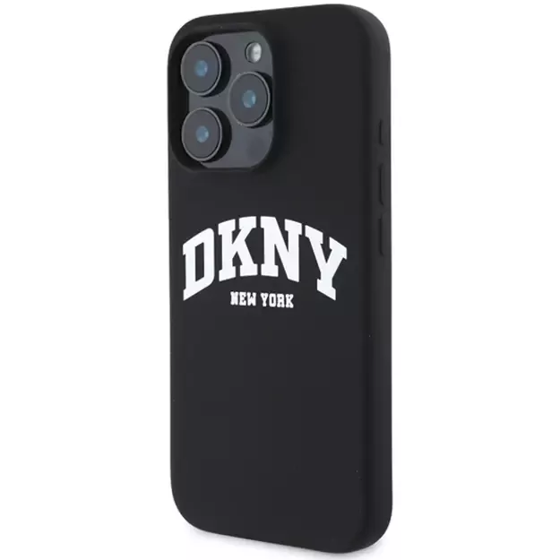 DKNY Silicone White Printed Logo MagSafe iPhone 16 Pro Case - Black 8