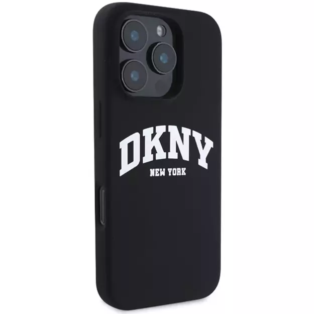 DKNY Silicone White Printed Logo MagSafe iPhone 16 Pro Case - Black 10