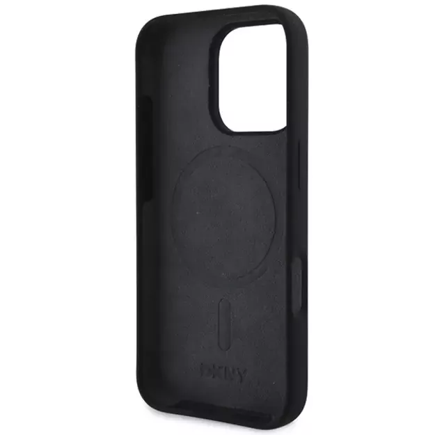 DKNY Silicone White Printed Logo MagSafe iPhone 16 Pro Case - Black 13