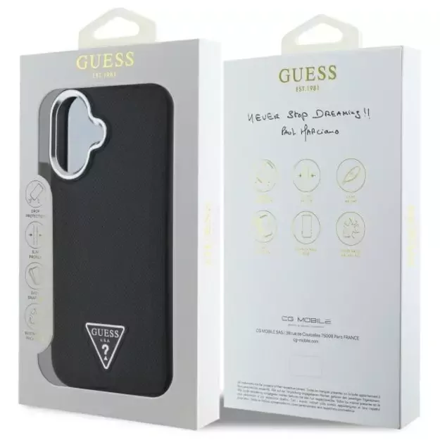 Guess Grained Triangle MagSafe case for iPhone 16 - black 7