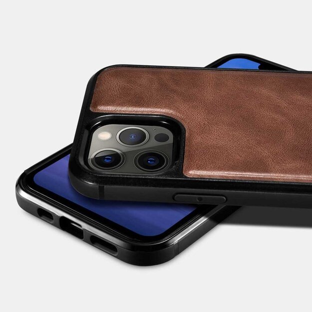 iCarer Leather Oil Wax case covered with natural leather for iPhone 12 Pro Max black (ALI1206-BK) 21
