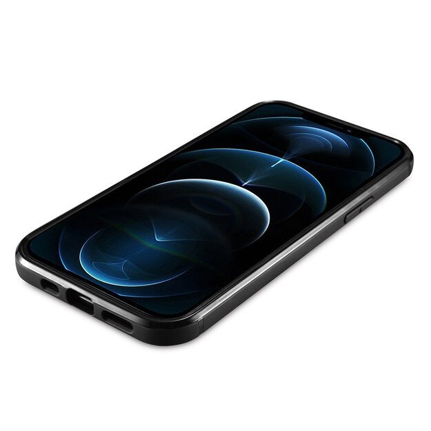 iCarer Leather Oil Wax case covered with natural leather for iPhone 12 Pro Max black (ALI1206-BK) 17
