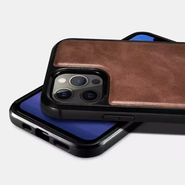 iCarer Leather Oil Wax case covered with natural leather for iPhone 12 Pro Max black (ALI1206-BK) 10