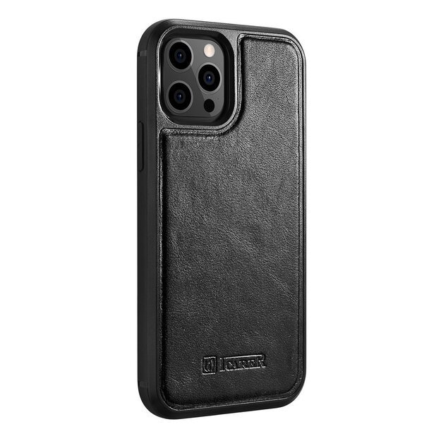 iCarer Leather Oil Wax case covered with natural leather for iPhone 12 Pro Max black (ALI1206-BK) 12