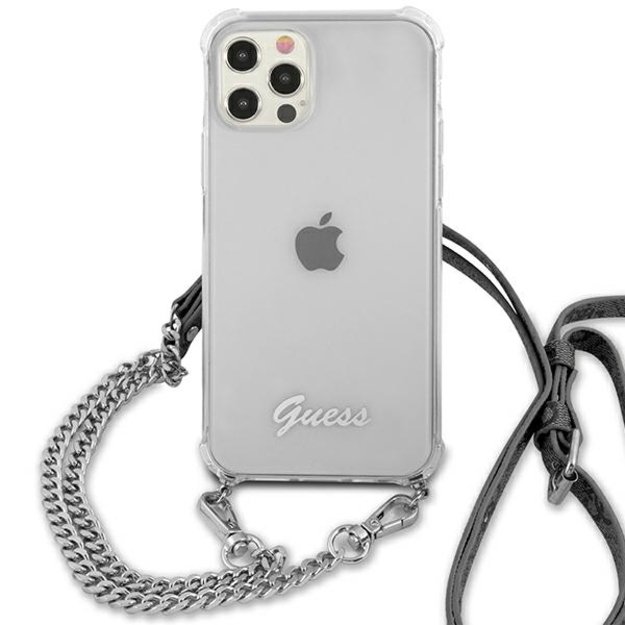 Guess GUHCP12MKC4GSSI iPhone 12/12 Pro 6.1&quot  Transparent hardcase 4G Silver Chain 9
