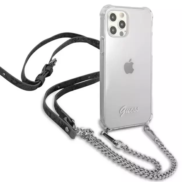 Guess GUHCP12MKC4GSSI iPhone 12/12 Pro 6.1&quot  Transparent hardcase 4G Silver Chain 3