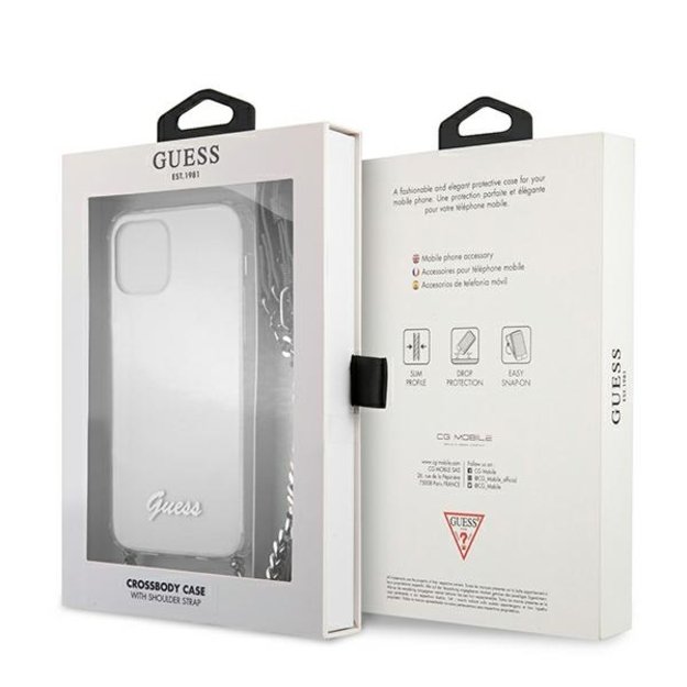 Guess GUHCP12MKC4GSSI iPhone 12/12 Pro 6.1&quot  Transparent hardcase 4G Silver Chain 14