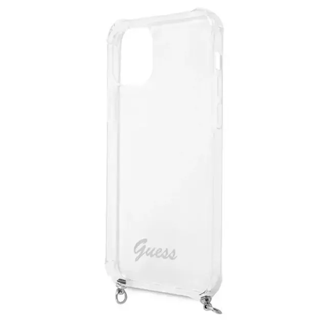 Guess GUHCP12MKC4GSSI iPhone 12/12 Pro 6.1&quot  Transparent hardcase 4G Silver Chain 5