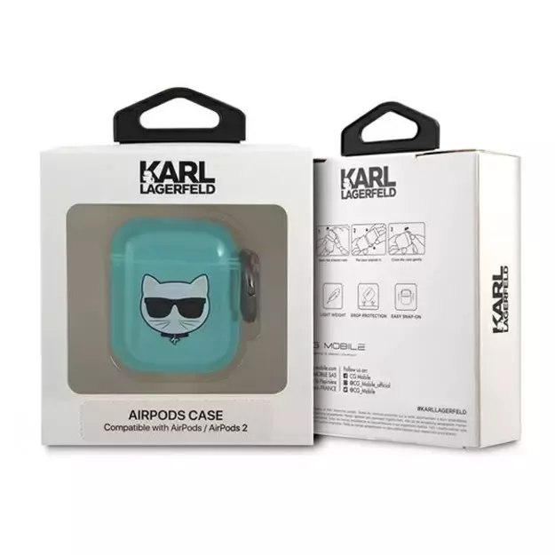 Karl Lagerfeld Choupette Case for AirPods 1/2 - Blue 4