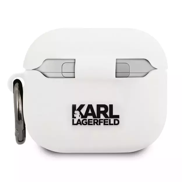 Karl Lagerfeld KLACA3SILCHWH AirPods 3 cover biały/white Silicone Choupette 1