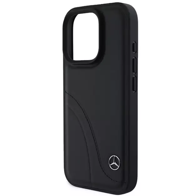 Mercedes MB Curved Stitches Leather iPhone 16 Pro Max Case - Black 5