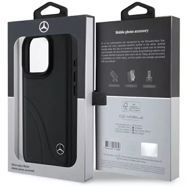 Mercedes MB Curved Stitches Leather iPhone 16 Pro Max Case - Black 7