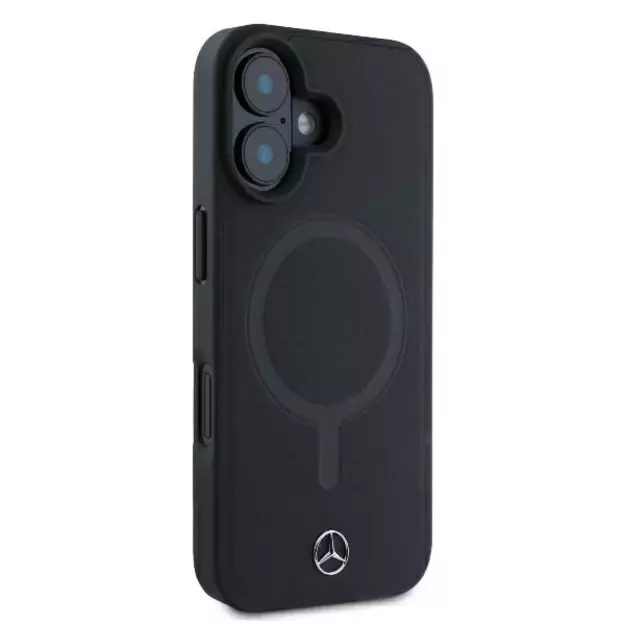 Mercedes Smooth Leather MagSafe iPhone 16 Plus Case - Black 3