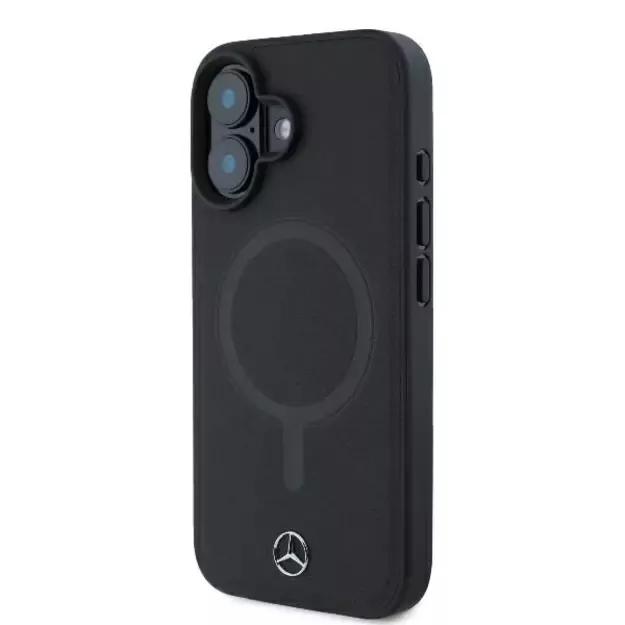 Mercedes Smooth Leather MagSafe iPhone 16 Plus Case - Black 1