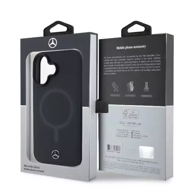 Mercedes Smooth Leather MagSafe iPhone 16 Plus Case - Black 7