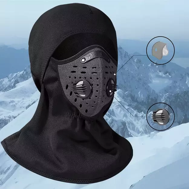 Rockbros LF7127-1 New Velvet Sports Balaclava with Filter - Black 4