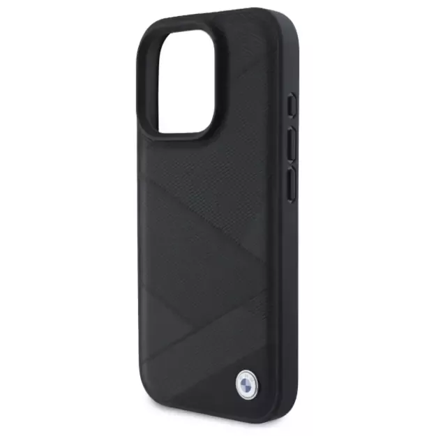 BMW Sign Leather Crossing Lines Pattern iPhone 16 Pro Max Case - Black 12