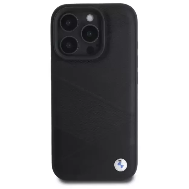 BMW Sign Leather Crossing Lines Pattern iPhone 16 Pro Max Case - Black 9