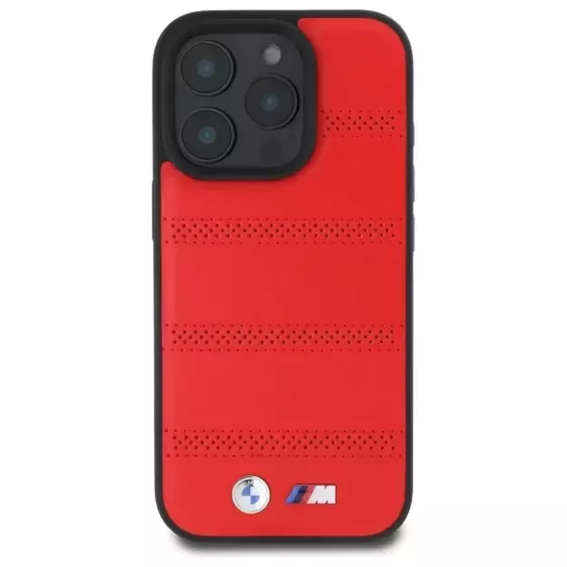 BMW M Perforated And Stitched Line MagSafe case for iPhone 16 Pro Max - red 7