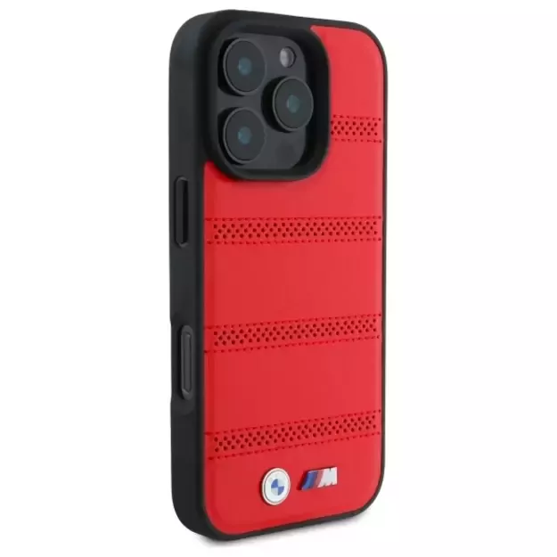 BMW M Perforated And Stitched Line MagSafe case for iPhone 16 Pro Max - red 8