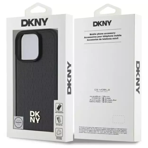 DKNY Repeat Pattern Stack Logo MagSafe iPhone 16 Pro Case - Black 6