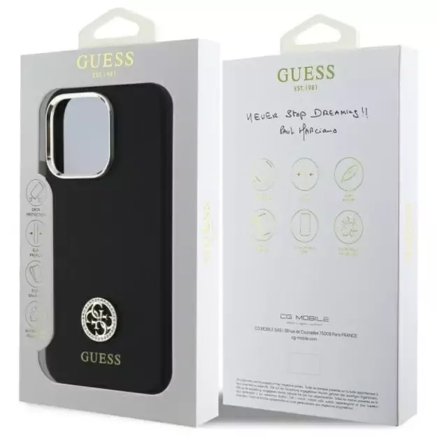 Guess Silicone Logo Strass 4G Case for iPhone 16 Pro - Black 14
