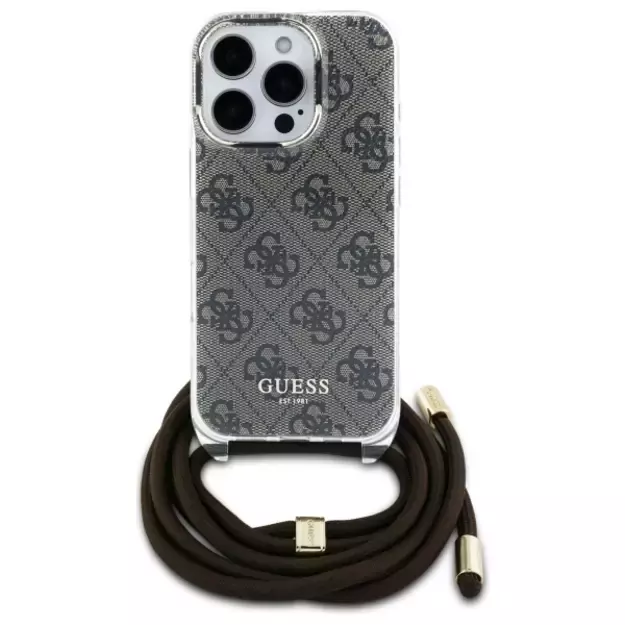 Guess Crossbody Cord 4G Print Case for iPhone 16 Pro Max - Brown 7