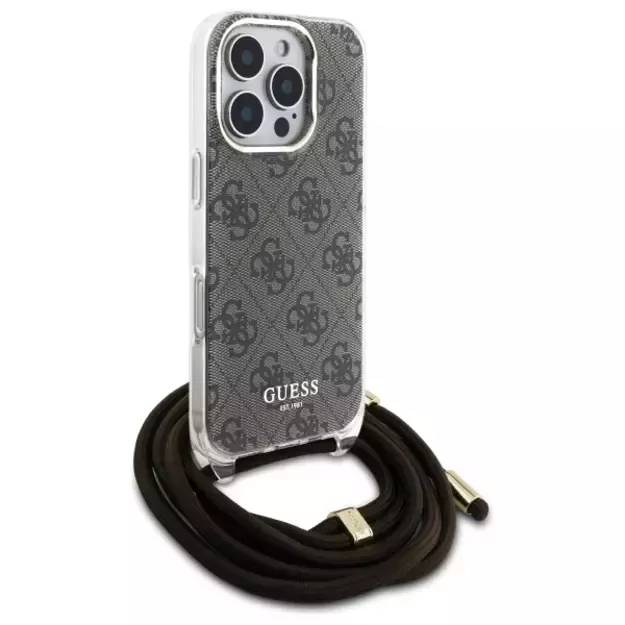 Guess Crossbody Cord 4G Print Case for iPhone 16 Pro Max - Brown 8