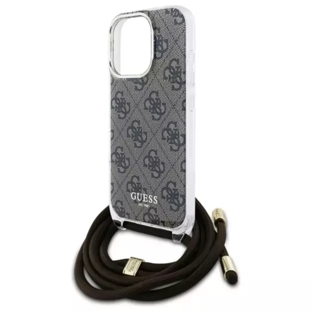 Guess Crossbody Cord 4G Print Case for iPhone 16 Pro Max - Brown 10