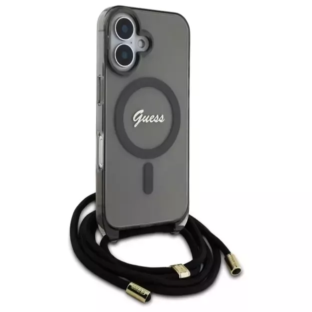 Guess Crossbody Cord Script MagSafe iPhone 16 Case - Black 8