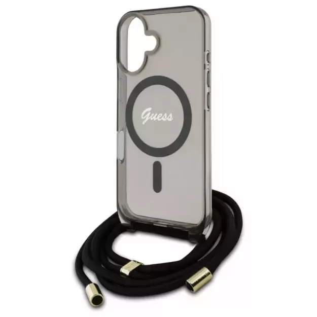 Guess Crossbody Cord Script MagSafe iPhone 16 Case - Black 10