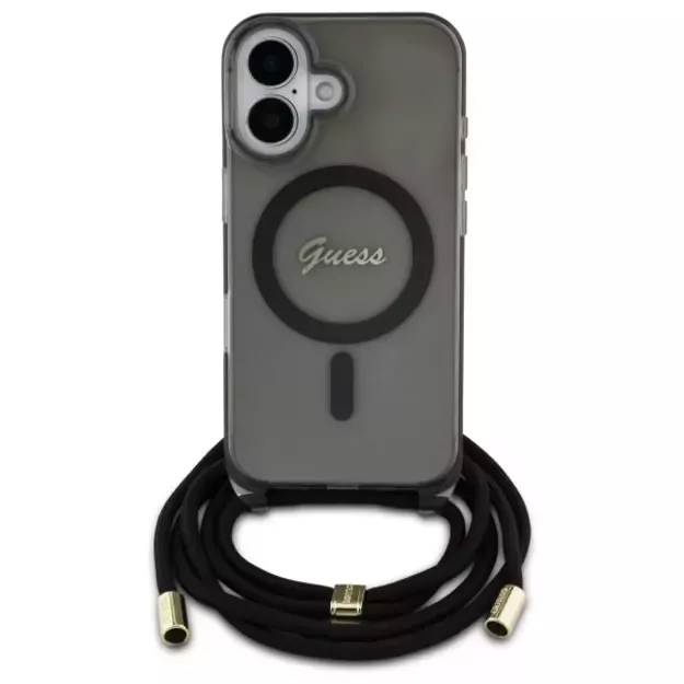 Guess Crossbody Cord Script MagSafe iPhone 16 Case - Black 7