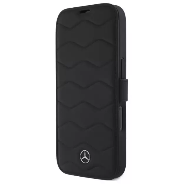 Mercedes MB Waves Leather Case for iPhone 16 Pro Max - Black 1