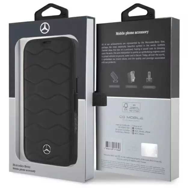 Mercedes MB Waves Leather Case for iPhone 16 Pro Max - Black 7