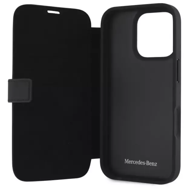 Mercedes MB Waves Leather Case for iPhone 16 Pro Max - Black 6