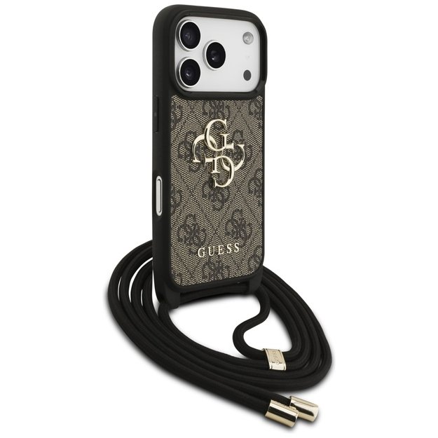 Guess 4G Big Logo Cord Stap Crossbody Case for iPhone 17 Pro - Brown 2