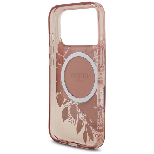 Guess IML Flowers Pearl Strap MagSafe Case for iPhone 17 Pro - Pink 6