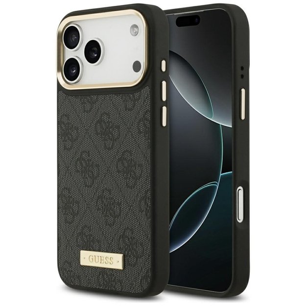 Guess 4G Logo Plate MagSafe Case for iPhone 17 Pro Max - Black