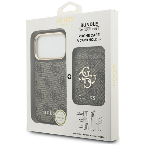 Guess 4G case with Magsafe wallet for iPhone 17 Pro - brown 7