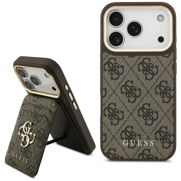 Guess 4G case with Magsafe wallet for iPhone 17 Pro - brown